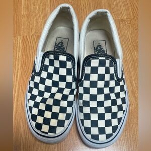 Vans Kids Checkered Slip-On Shoes - Black and White